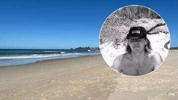 23-year-old Kai McKenzie was attacked by a three-metre shark at North Shore Beach. Picture by Emily Walker, inset supplied from Facebook page.