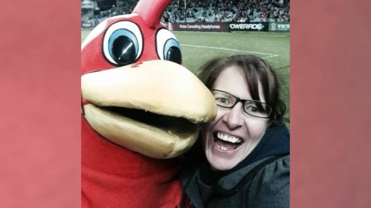 Passionate Roosters fan Nardi Beresford has won a trip to Las Vegas for the NRL season opener. Picture supplied 