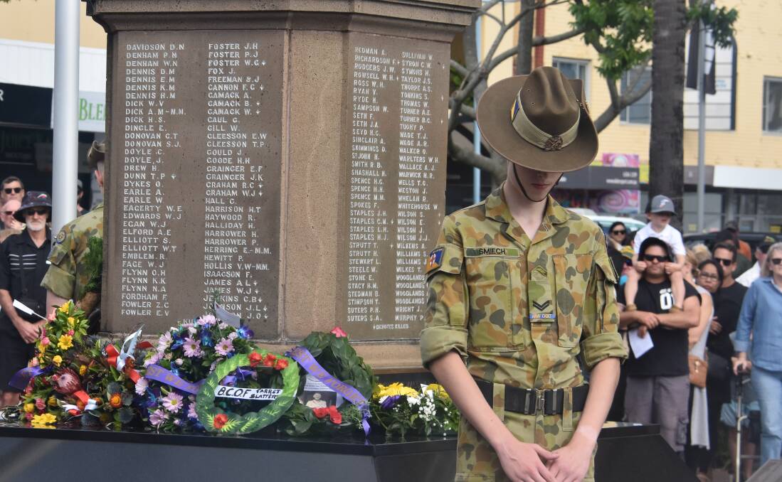 Maeve Kinchington paid tribute to all the Anzacs who served overseas and the sacrifices they made to forge Australia's national identity. Picture by Mardi Borg