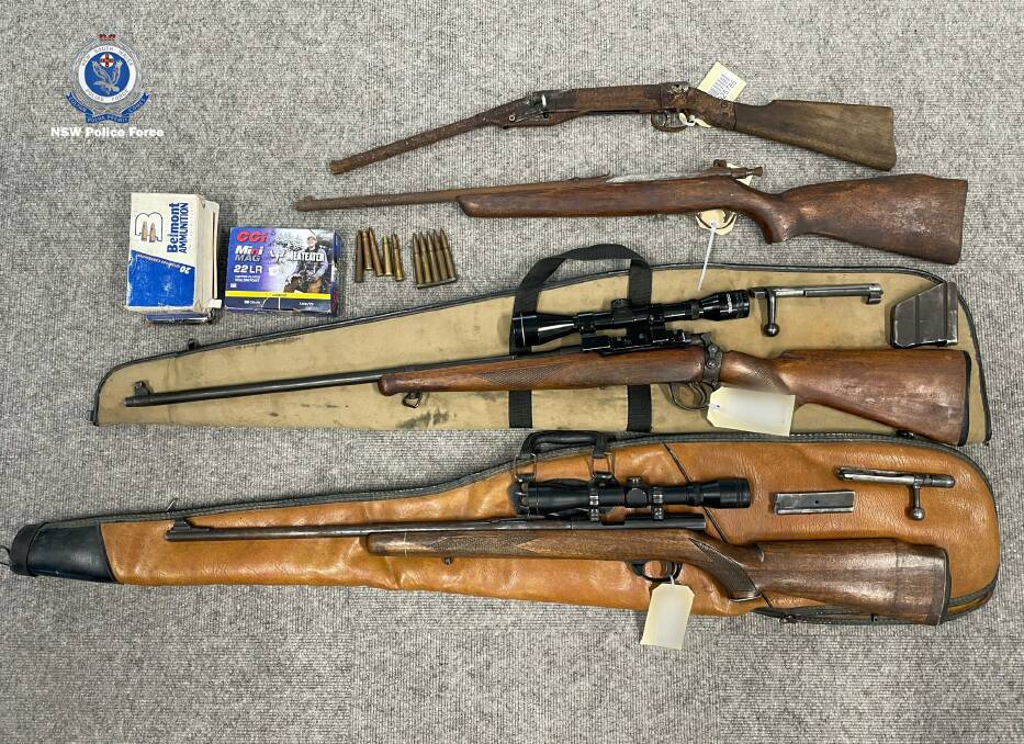 Guns seized during an arrest on the Mid North Coast. Pictures supplied by NSW Police