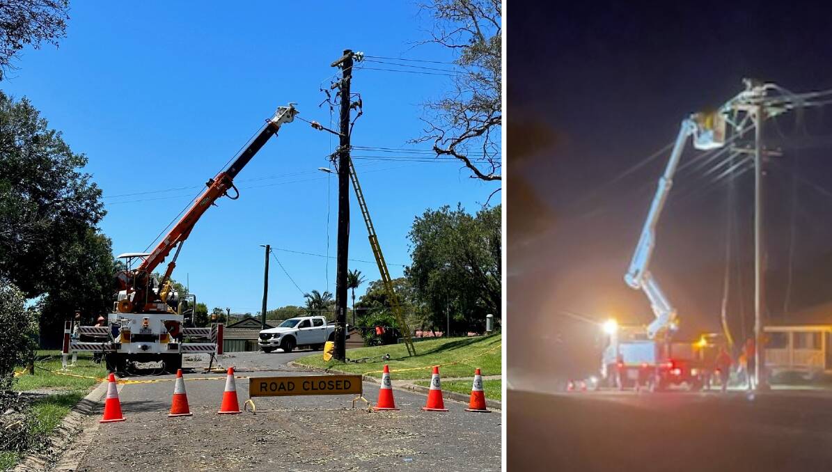 Crews have been working around the clock to restore power to all Port Macquarie homes and businesses. Pictures supplied by Essential Energy