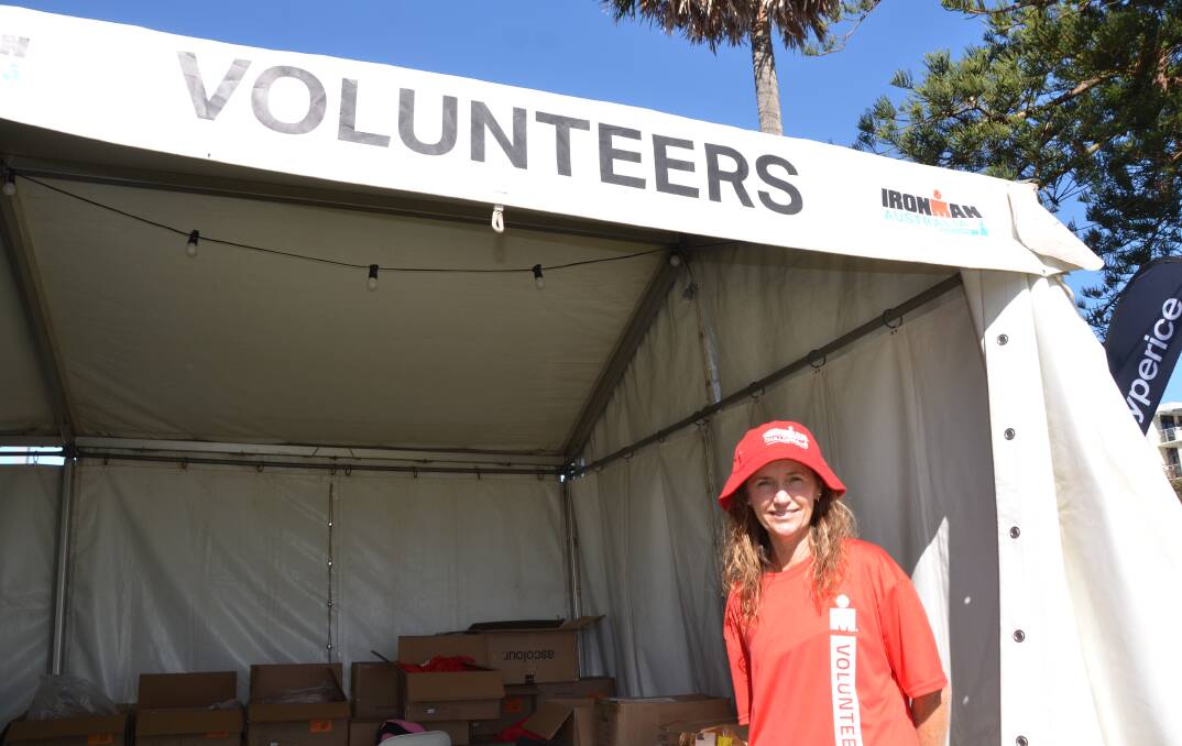 Former Ironman competitor Kate Pensini at the volunteer tent. Picture by Emily Walker