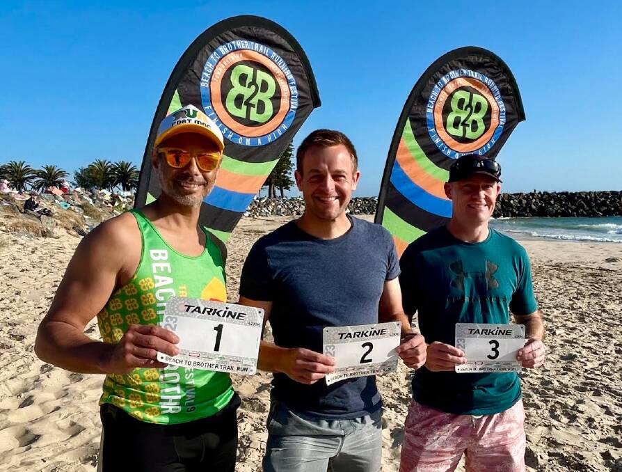 Cliffird Hoeft, Johnathon Hewis and Michael Ames have run the Beach to Brother event every year since the event started in 2016. Picture supplied