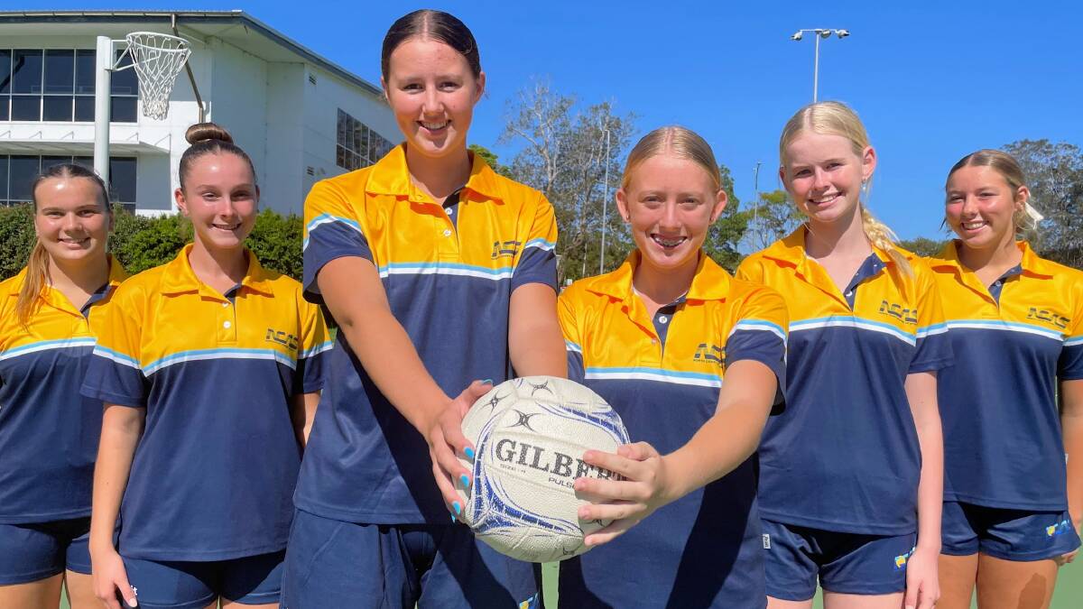 Gabbi Maccullagh, Ava Nowlan, Lilly Fellowes, Sophie Marchment, Chloe Pamplin and Charlotte McEntyre are in the North Coast Academy of Sport program. Picture by Emily Walker 