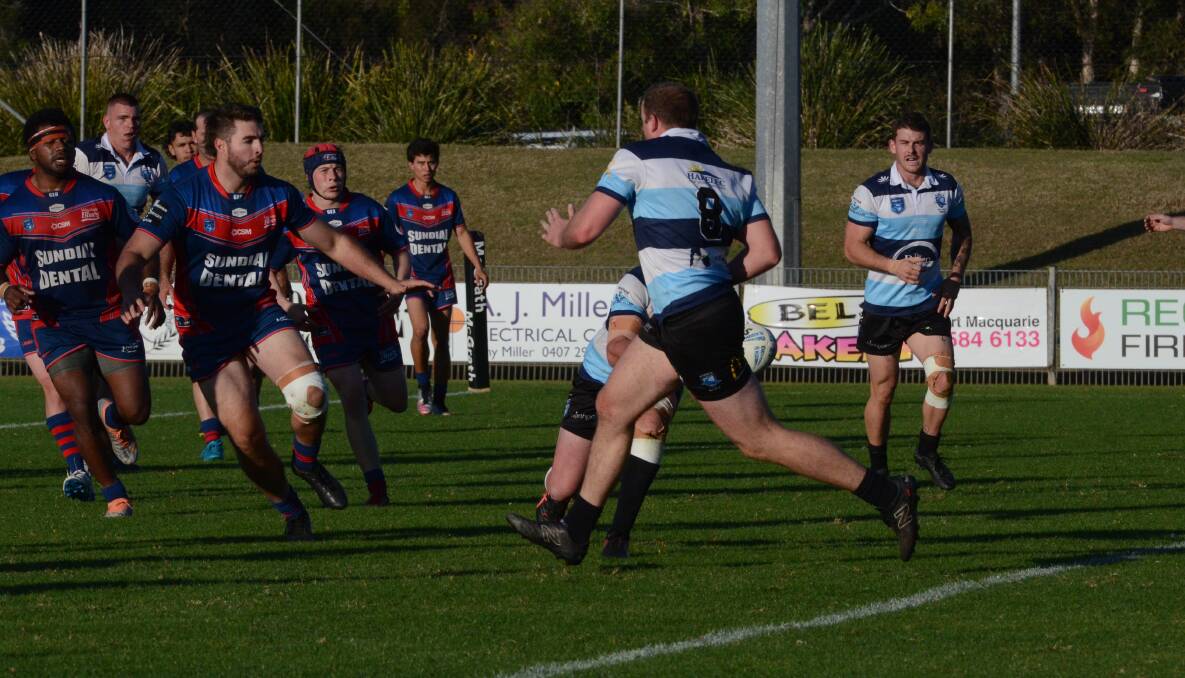 Sam Jones heads for a try as Port Sharks defeat Wauchope Blues in 11th round at the Group 3 Rugby League Picture by Emily Walker