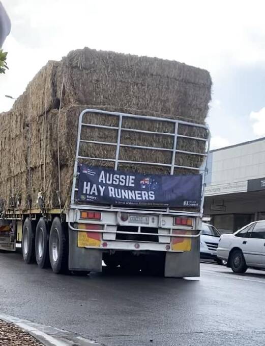 Over 20 trucks from the Aussie Hay Runners arrived in Wauchope. Picture supplied by Wauchope Rural Centre.