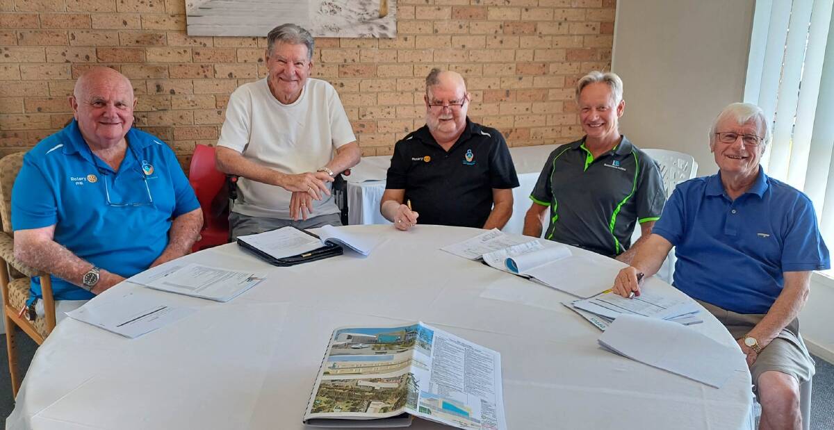 Rotary Lodge Board members Phil Perry, Phil Brown, Chairman PDG Phil Hafey, Builder Kevin Butterworth & Board Treasurer Kevin Pike. Picture supplied by Rotary Club of Port Macquarie