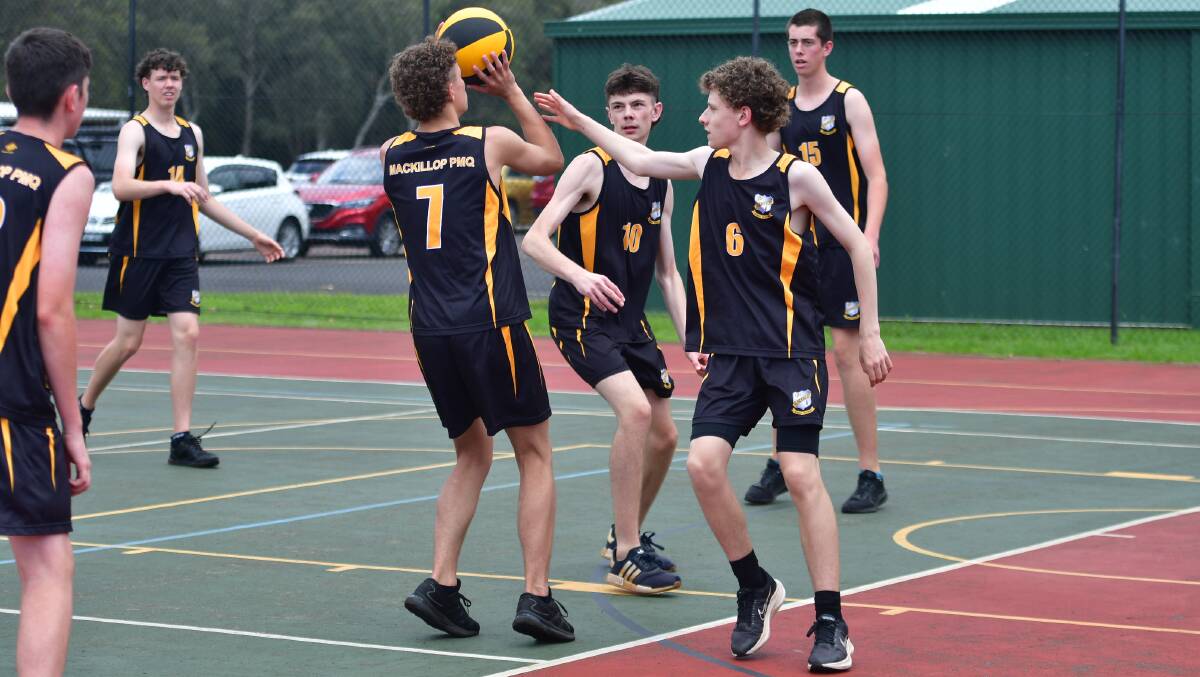 MacKillop College basketball captain Sam Blain prepares to shoot at training. Picture by Paul Jobber