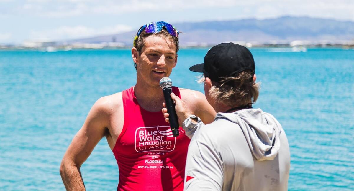 Hayden Copping finished second at the Blue Water Hawaiian Classic Pro Paddleboard Race. Photo: supplied