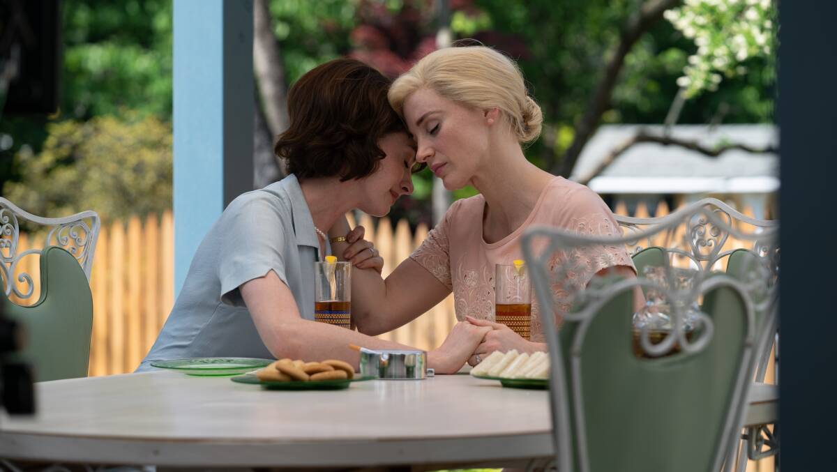 Anne Hathaway and Jessica Chastain star as best friends in Mother's Instinct. Picture Amazon Prime