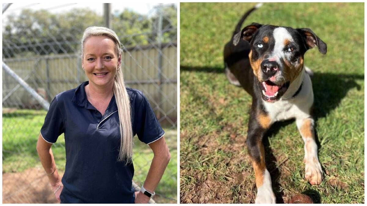 Port Macquarie Animal Shelter team leader Karissa Wood (left) and Charlotte (right) who has recently been adopted by Corrective Services NSW. 