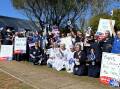 Nurses and midwives rally outside Port Macquarie Base Hospital on Tuesday, July 23. Picture by Ruby Pascoe