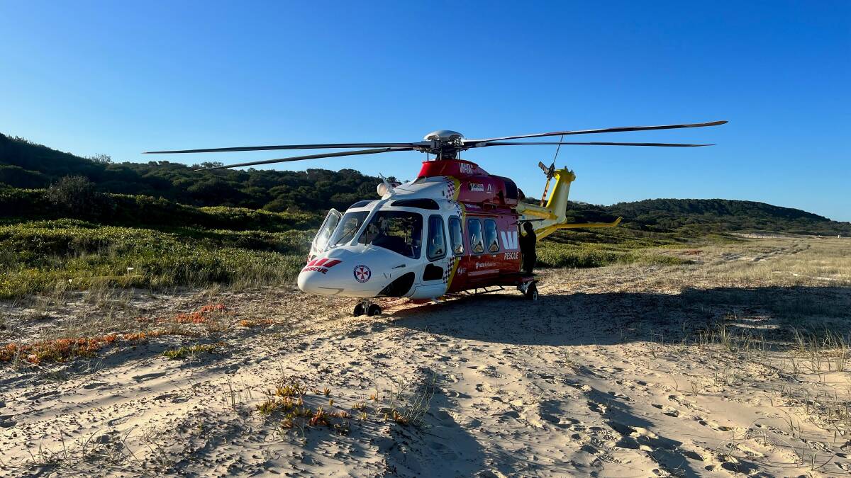 The two men were flown to John Hunter Hospital after sustaining serious injuries. Picture supplied by the Westpac Rescue Helicopter