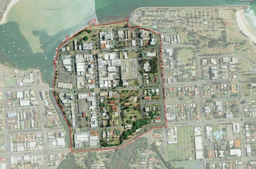The Town Centre Master Plan area. Picture supplied by Port Macquarie-Hastings Council