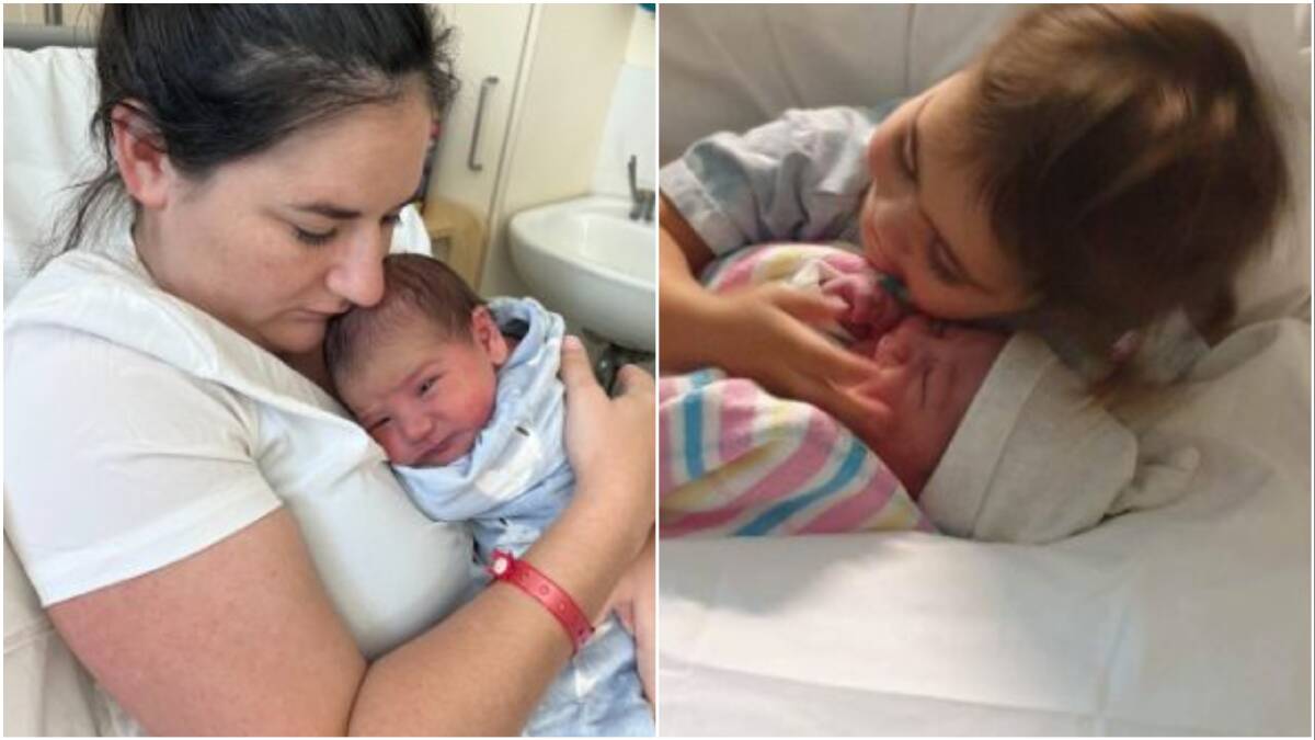 (Left) Giorgia Mallia with her second daughter Sofia (right) Gioia cuddling her new little sister. Pictures supplied by Giorgia Mallia