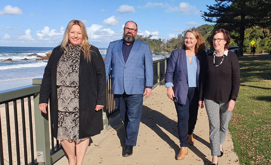 Mayor Peta Pinson, deputy mayor Adam Roberts, Minister for Local Government Wendy Tuckerman and Port Macquarie MP Leslie Williams are pleased with the funding. Picture by Lisa Tisdell