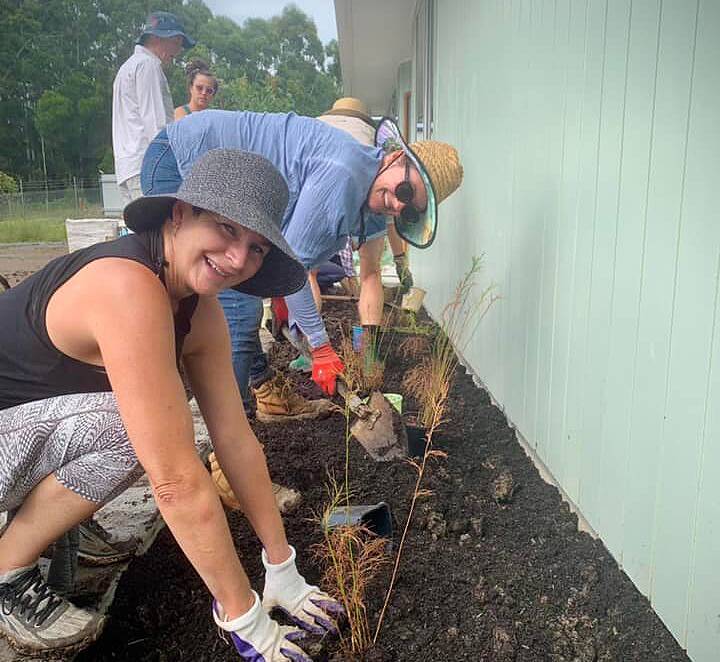 Volunteers plant the garden at Tender Funerals Mid North Coast. Picture supplied by Tender Funerals Mid North Coast