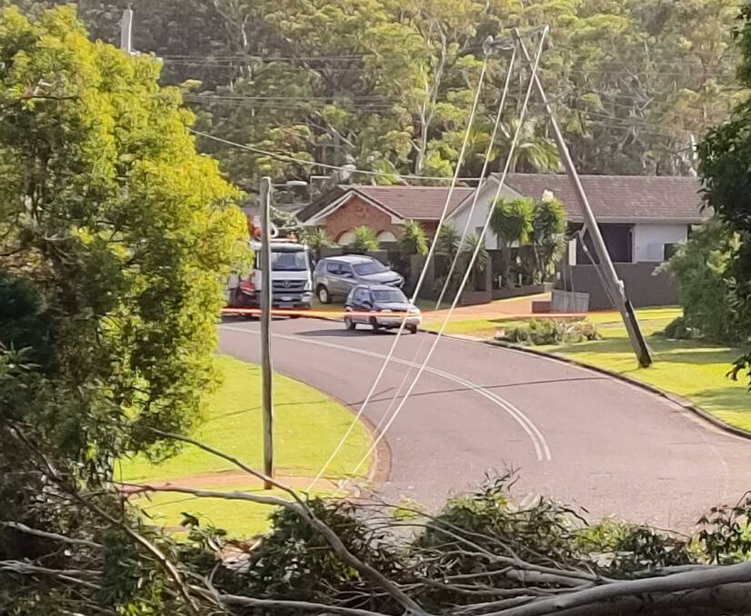  Damage to powerlines in Granite Street after the storm. Picture supplied by Essential Energy