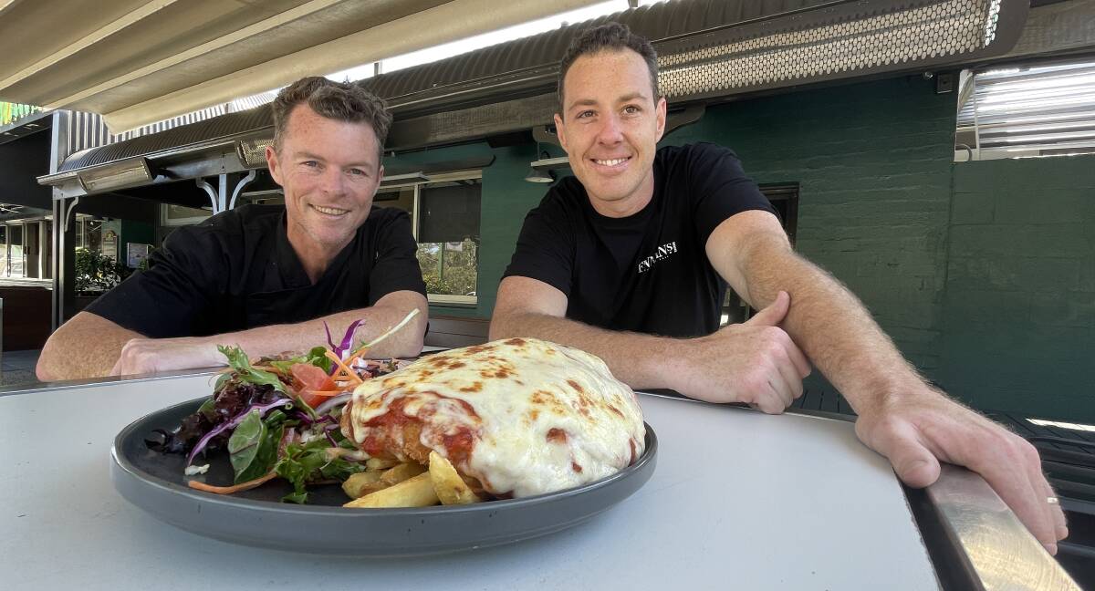 Finnian's Tavern head chef Scott Tillott and general manager Corey Baker know what makes a top parmi. Picture by Lisa Tisdell
