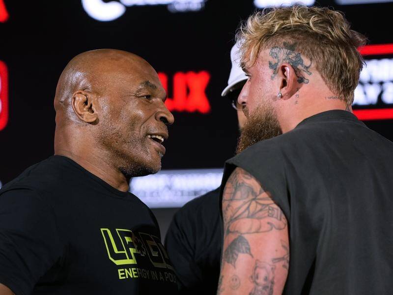 Mike Tyson and Jake Paul have had their gimmick fight rearranged for November. (AP PHOTO)